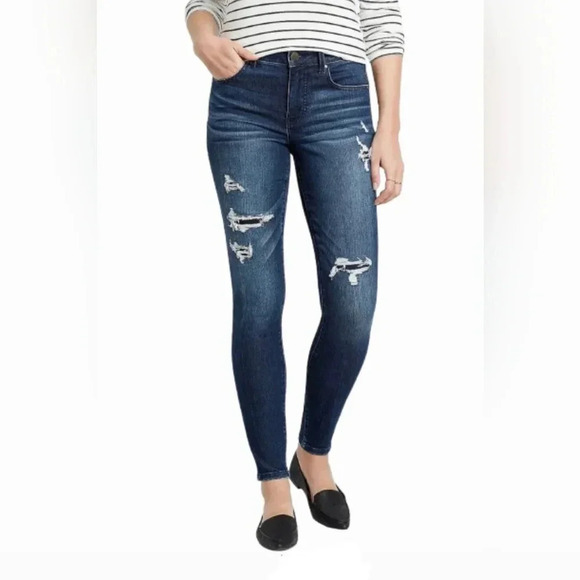 Maurices Everflex Highrise Women's Jeans Sz 18 Skinny Ankle Dark Wash Plus Size - Picture 2 of 13